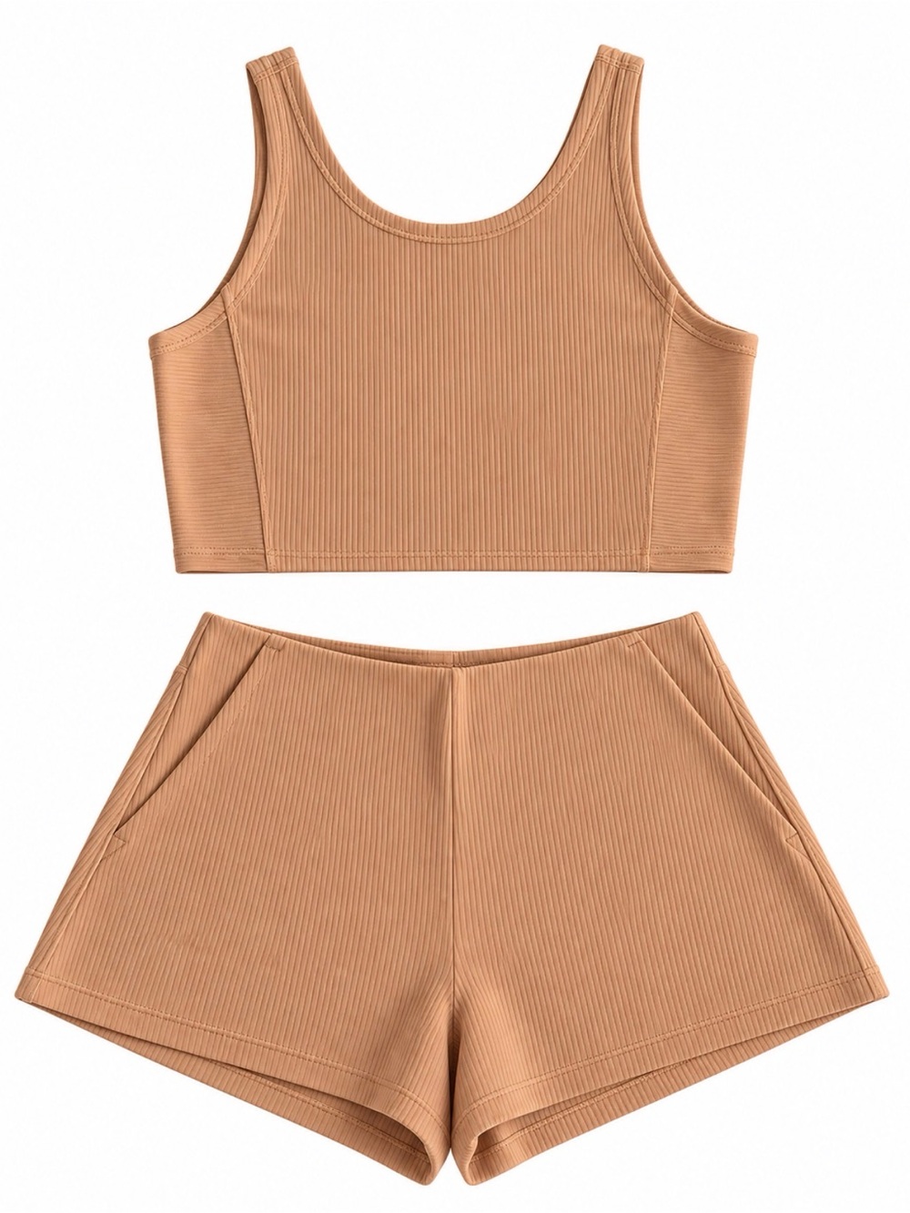 Ribbed High-Waist Women's Shorts - Orange Creamsicles